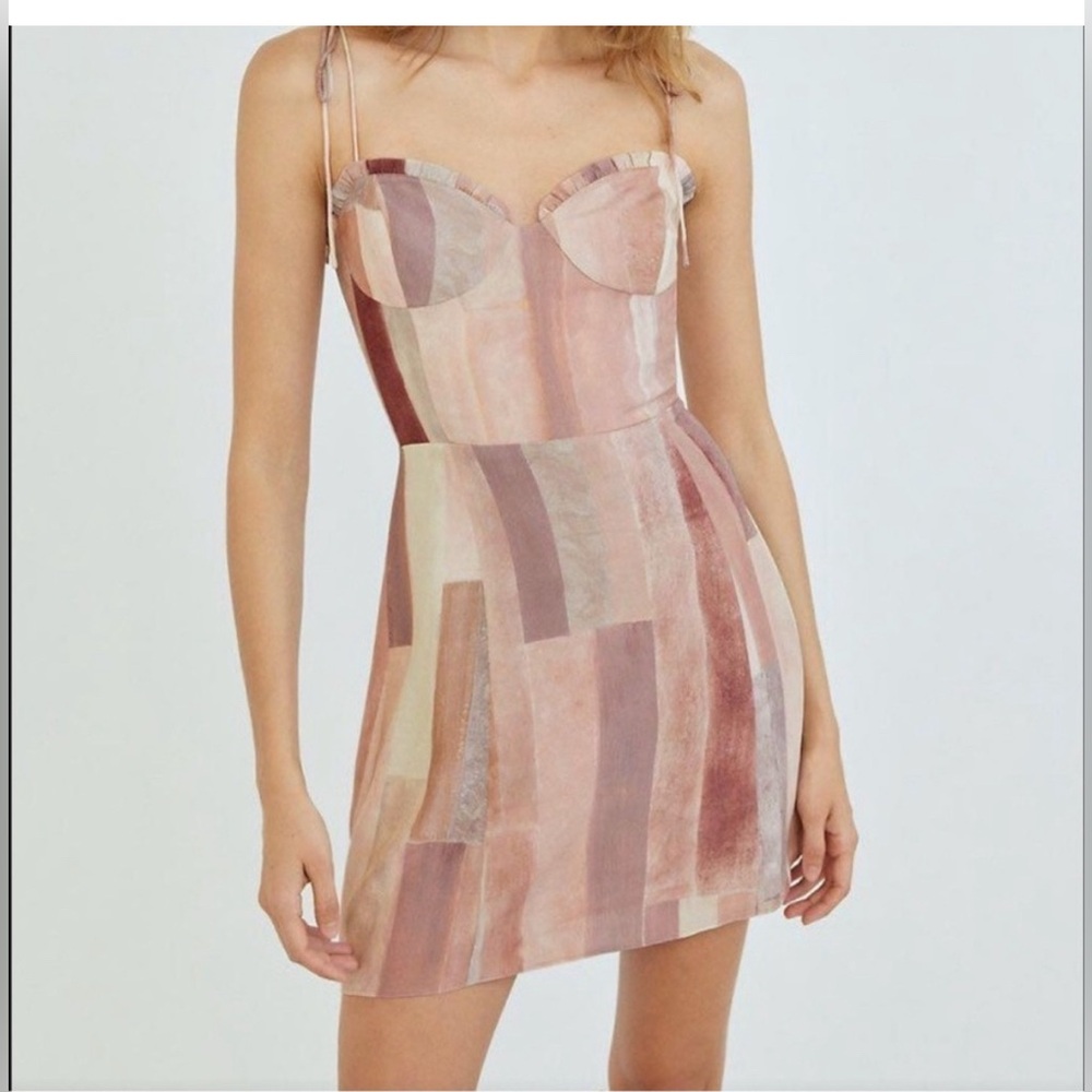 Aritzia Wilfred Women Dress Purple Fable Mini Patchwork Sweetheart A Line Size 4